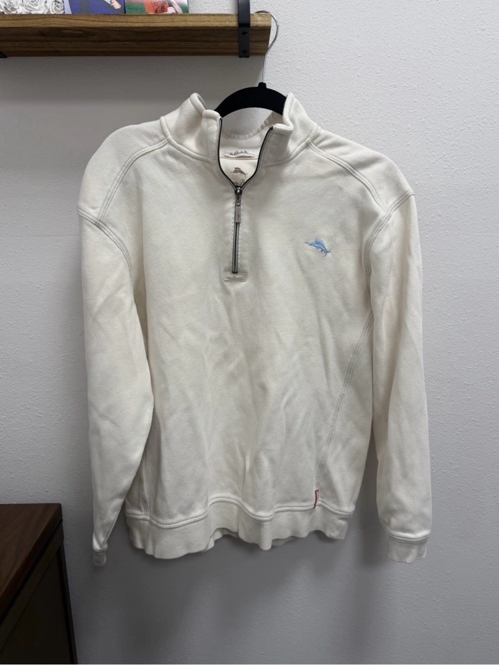 Tommy Bahama Men's Buttercream Quarter-Zip Pullover Logo Large Casual Preppy